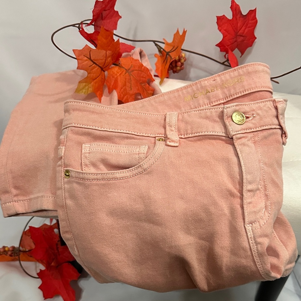 Michael Kors Blush Pink Jeans with Gold Accents